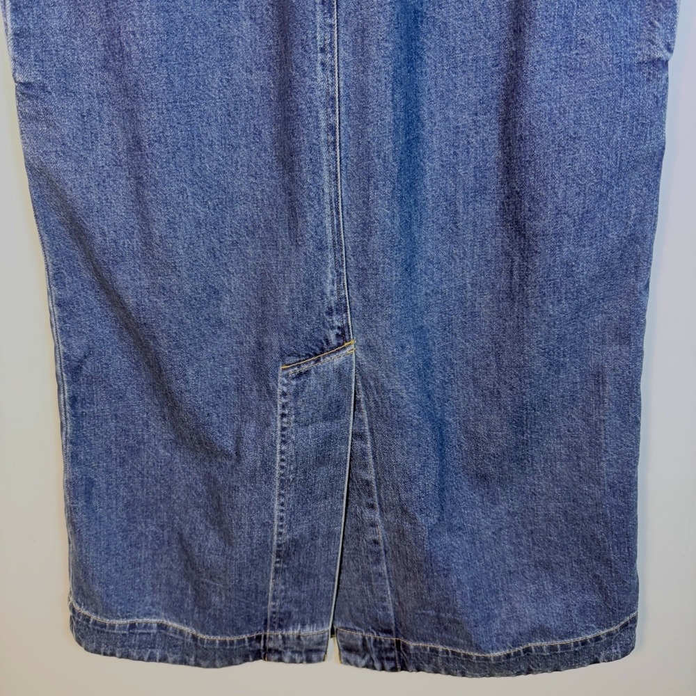 Banana Republic Jean Midi Dress M Zip Sleeveless Utility Western Casual Denim - Picture 8 of 11